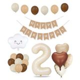 Patladı Gitti 2 Yaş Retro Doğum Günü Seti; Krem Rakam Folyo, Banner, Kalp Folyo ve Lateks Balon