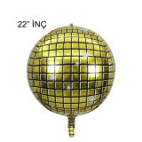 Patladı Gitti 22 inç 4D Büyük Boy Gold Disko Küre Folyo Balon