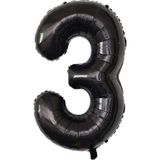 Patladı Gitti 3 Siyah Rakam Folyo Balon 34" Inc 82 cm