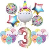 Patladı Gitti 3 Yaş Gökkuşağı Konsepti Unicorn Temalı Doğum Günü Parti Kutlama Seti