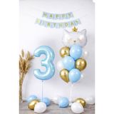 Patladı Gitti 3 Yaş Kedi Temalı Doğum Günü Balon Seti – Mavi Gold Konsept