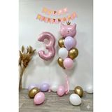 Patladı Gitti 3 Yaş Kedi Temalı Doğum Günü Balon Seti – Pembe Gold Konsept