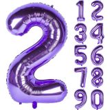 Patladı Gitti 32-34 inç 80 cm 2 İki Rakam Mor Folyo Balon