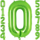 Patladı Gitti 32-34 inç 82 cm 0 Rakam Açık Yeşil Folyo Balon