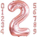 Patladı Gitti 32-34 inç 82 cm 2 İki Rakam Rose Gold Folyo Balon