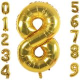 Patladı Gitti 32-34 inç 82 cm 8 Sekiz Rakam Gold Folyo Balon