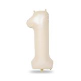 Patladı Gitti 34 inç 76-82 cm 1 Rakam Krem Folyo Balon
