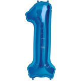 Patladı Gitti 34 inç 76-82 cm 1 Rakam Mavi Folyo Balon