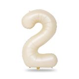 Patladı Gitti 34 inç 76-82 cm 2 Rakam Krem Folyo Balon