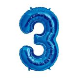 Patladı Gitti 34 inç 76-82 cm 3 Rakam Mavi Folyo Balon