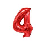 Patladı Gitti 34 inç 76-82 cm 4 Rakam Kırmızı Folyo Balon