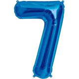 Patladı Gitti 34 inç 76-82 cm 7 Rakam Mavi Folyo Balon