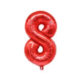 Patladı Gitti 34 inç 76-82 cm 8 Rakam Kırmızı Folyo Balon