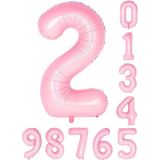 Patladı Gitti 34 inç 76 cm 2 İki Rakam Pembe Folyo Balon