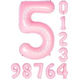 Patladı Gitti 34 inç 76 cm 5 Beş Rakam Pembe Folyo Balon