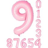 Patladı Gitti 34 inç 76 cm 9 Dokuz Rakam Pembe Folyo Balon
