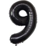 Patladı Gitti 34 inç 82 cm 9 Siyah Rakam Folyo Balon