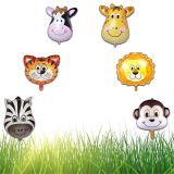 Patladı Gitti 35 cm Safari Hayvanlar Kafa 6'lı Folyo Balon
