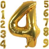 Patladı Gitti 4 Dört Rakam Gold Folyo Balon 34" Inc 76 cm