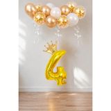 Patladı Gitti 4 Rakam Gold Kral Tacı ve Konfetili Folyo Balon