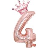 Patladı Gitti 4 Rakam Kral Tacı Rose Gold Folyo Balon Doğum Günü Parti Kutlama Seti