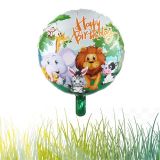 Patladı Gitti 45 cm 18 inç Safari Yuvarlak Happy Birthday Folyo Balon