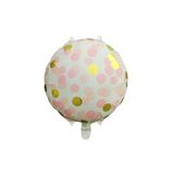 Patladı Gitti 45 cm Pembe Gold Puantiyeli Yuvarlak Folyo Balon