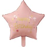 Patladı Gitti 45 cm Pembe Happy Birthday Yıldız Folyo Balon