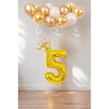 Patladı Gitti 5 Rakam Gold Kral Tacı ve Konfetili Folyo Balon