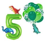 Patladı Gitti 5 Yaş Dinazor Set; Rakam Folyo, 3 Adet Mini Dinazor ve 10 lu Balon