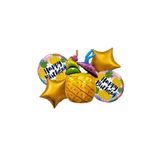 Patladı Gitti 5'li Ananas Temalı Happy Birthday Folyo Balon Seti – Tropikal Doğum Günü Balon Süsleme Seti