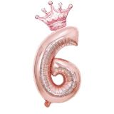 Patladı Gitti 6 Rakam Kral Tacı Rose Gold Folyo Balon Doğum Günü Parti Kutlama Seti