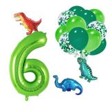 Patladı Gitti 6 Yaş Dinazor Set; Rakam Folyo, 3 Adet Mini Dinazor ve 10 lu Balon