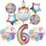Patladı Gitti 6 Yaş Gökkuşağı Konsepti Unicorn Temalı Doğum Günü Parti Kutlama Seti