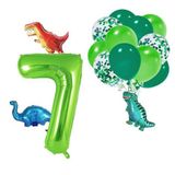 Patladı Gitti 7 Yaş Dinazor Set; Rakam Folyo, 3 Adet Mini Dinazor ve 10 lu Balon