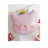 Patladı Gitti 76x 64.5 cm Taçlı Pembe Kedi Folyo Balon