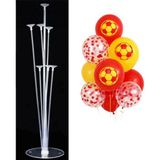 Patladı Gitti 7'li Balon Standı ve 10 Adet Futbol Temalı Sarı-Kırmızı-Şeffaf Konfetili Balon Set - Sarı - Kırmızı