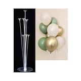 Patladı Gitti 7'li Balon Standı ve 10 Adet Küf Yeşili, Krom Gold ve Deniz Kumu Balon Set