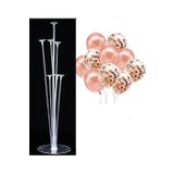Patladı Gitti 7'li Balon Standı ve 10 Adet Rose Gold ve Şeffaf Konfetili Balon Set