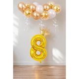 Patladı Gitti 8 Rakam Gold Kral Tacı ve Konfetili Folyo Balon