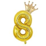 Patladı Gitti 8 Rakam Kral Tacı Gold Folyo Balon Doğum Günü Parti Kutlama Seti
