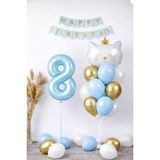 Patladı Gitti 8 Yaş Kedi Temalı Doğum Günü Balon Seti – Mavi Gold Konsept