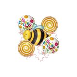 Patladı Gitti Arı Happy Birthday Konsept 5 li Folyo Balon Set