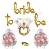 Patladı Gitti Bride To Be Balon Set; Baskılı Balon, Gold Folyo ve Tek Taş Yüzük