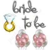 Patladı Gitti Bride To Be Balon Set; Baskılı Balon, Gümüş Folyo ve Tek Taş Yüzük
