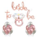 Patladı Gitti Bride To Be Balon Set; Baskılı Balon, Rose Gold Folyo ve Tek Taş Yüzük