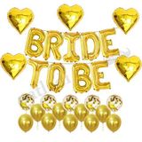 Patladı Gitti Bride To Be Gold Folyo Balon Seti, 5 Adet Kalp Folyo ve Lateks Balon