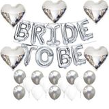 Patladı Gitti Bride To Be Gümüş Folyo Balon Seti, 5 Adet Kalp Folyo ve Lateks Balon