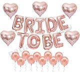 Patladı Gitti Bride To Be Rose Gold Folyo Balon Seti, 5 Adet Kalp Folyo ve Lateks Balon