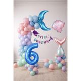 Patladı Gitti Deniz Kızı Temalı 6 Yaş Doğum Günü Balon Süsleme Seti – Pastel Renkli Parti Dekorasyon Seti